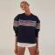 ソニアリキエル (SONIA RYKIEL) ストライプロゴセーター ポリアミドコットンミックス ネイビー