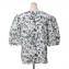 アーデム (ERDEM) パフスリーブプリント半袖カットソーTシャツ コットン ホワイトグリーン