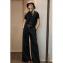 ブルネロクチネリ (Brunello Cucinelli) ハイウエストバギーパンツ コットンリネン ブラック