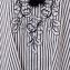 エルマノシェルビーノ (ermanno scervino) Vネック刺繍ブラウス コットンナイロン ブラックストライプ