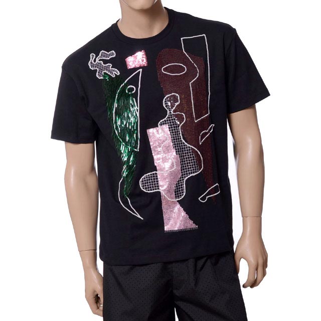 ラフシモンズ (RAF SIMONS) Tシャツ with abstract embroidery 