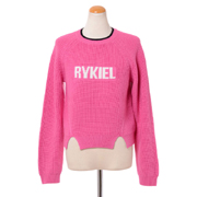 ソニアリキエル (SONIA RYKIEL) カラーラインネックロゴセーター メリノウール フラッシーピンク