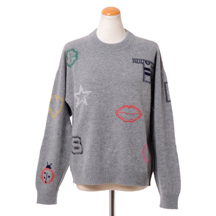 ソニアリキエル (SONIA RYKIEL) シンボルインターシャセーター ウール グレー