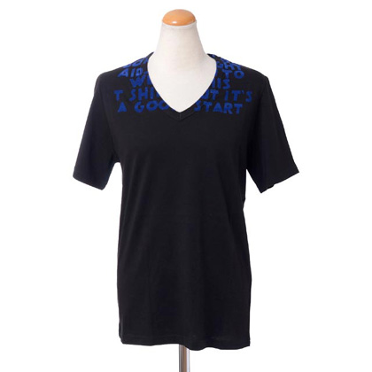 メゾン マルジェラ (Maison Margiela) エイズTシャツ コットン ブラック・ブルー