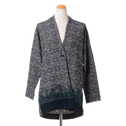 パドカレ (pas de calais) ツィードVネックカーディガン コットンウール グレーミックス 30%OFF