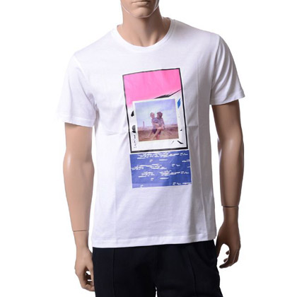 ラフシモンズ (RAF SIMONS) Tシャツ ピンクプリント ホワイト 30% OFF