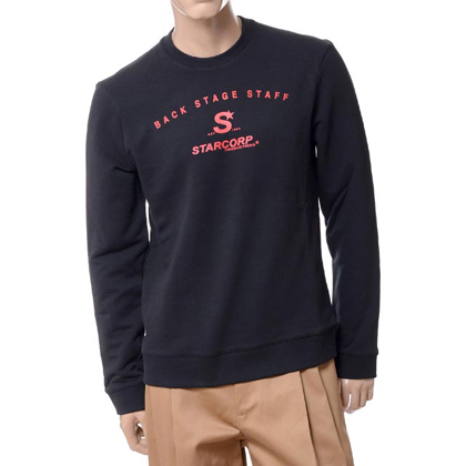 ラフシモンズ (RAF SIMONS) BackStageStaffトレーナー コットン ブラック 30% OFF