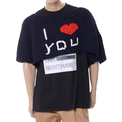 ラフシモンズ (RAF SIMONS) ILOVEYOUラグランセーター ウール ダークネイビー 30% OFF