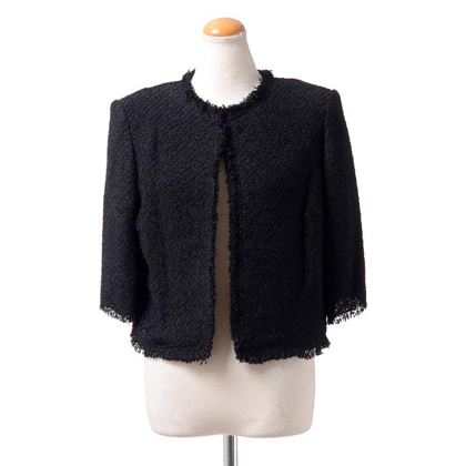 ソニアリキエル (SONIA RYKIEL) ノーカラージャケット ツィードニット ブラック 30% OFF