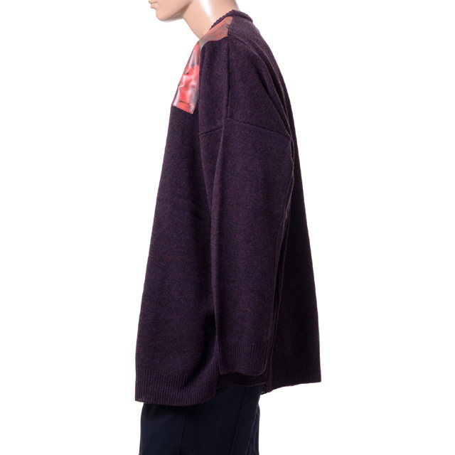 RAF SIMONS ラフシモンズ 20SS OVERSIZE ROUNDNECK SWEATER WITH PATCHES オーバーサイズ ラウンドネック パッチ ニット セーター ネイビー 201-834-50010-00044