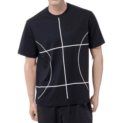 ブラックバレット (BLACKBARRETT) バイニールバレット by neil barrett コートラインプリントクルーネック半袖Tシャツ コットン ブラック 30% OFF