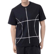 ブラックバレット (BLACKBARRETT) バイニールバレット by neil barrett コートラインプリントクルーネック半袖Tシャツ コットン ブラック 30% OFF