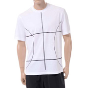 ブラックバレット (BLACKBARRETT) バイニールバレット by neil barrett コートラインプリントクルーネック半袖Tシャツ コットン ホワイト 30% OFF