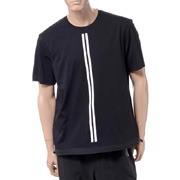ブラックバレット (BLACKBARRETT) バイニールバレット by neil barrett ダブルストライプクルーネックイージーフィットTシャツ コットン ブラック 30% OFF