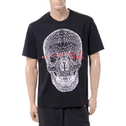 ブラックバレット (BLACKBARRETT) バイニールバレット by neil barrett 前面3Dメッシュスカルプリントクルーネック半袖Tシャツ コットン ブラック 30% OFF
