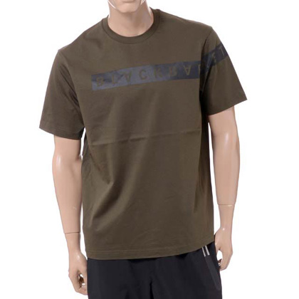 ブラックバレット (BLACKBARRETT) バイニールバレット by neil barrett コアロゴクルーネック半袖Tシャツ コットン カーキ 30% OFF