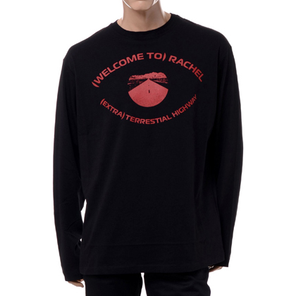 ラフシモンズ (RAF SIMONS) ハイウェイアイプリントロングTシャツ コットン ブラック 30% OFF