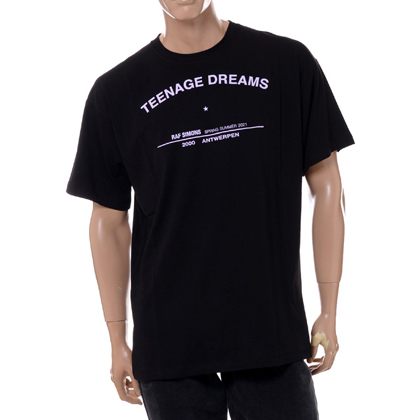 ラフシモンズ (RAF SIMONS) ティーンエイジドリームス・ビッグフィットツアーTシャツ コットン ブラック 30% OFF