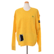 ラフシモンズ (RAF SIMONS) オーバーサイズドブレイドレリーフロールネックセーター ウール イエロー