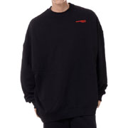 ラフシモンズ (RAF SIMONS) オーバーサイズドクルーネックスウェット コットン ブラック 30% OFF