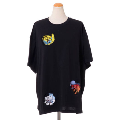 ラフシモンズ (RAF SIMONS) 半袖ポケットプリントTシャツ コットンジャージー ブラック