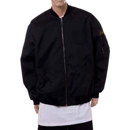 ラフシモンズ (RAF SIMONS) School uniform bomber Grimcrawler ポリエステル ブラック 30% OFF