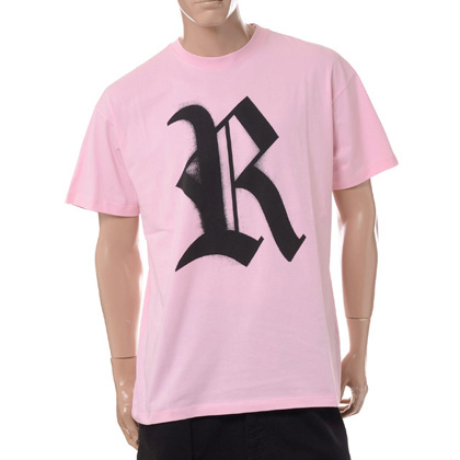 ラフシモンズ (RAF SIMONS) Big fit T-shirts with R print on front コットン ライトピンク 30%OFF