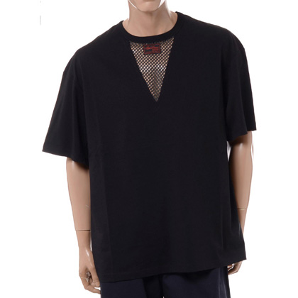 ラフシモンズ (RAF SIMONS) T-shirt with net insert Tシャツ コットン ブラック 30%OFF