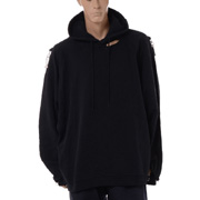 ラフシモンズ (RAF SIMONS) Washed big fit hoodie with clasps and patch フーディ コットン ブラック