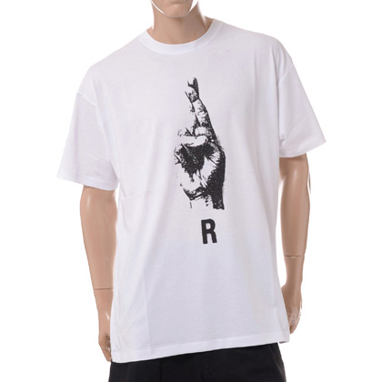 ラフシモンズ (RAF SIMONS) Oversized T-shirt with hand sign print コットン ホワイト 30%OFF