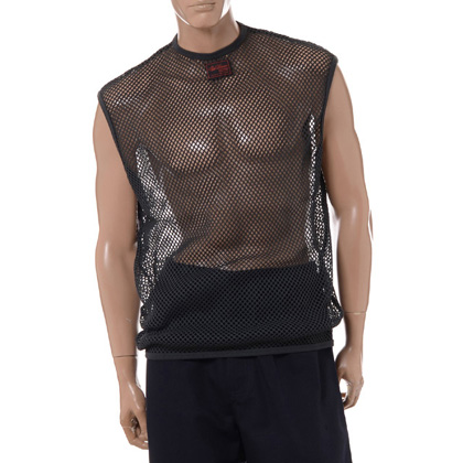 ラフシモンズ (RAF SIMONS) Sleeveless net top スリーブレス　 コットン ダークグレー 30%OFF