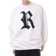 ラフシモンズ (RAF SIMONS) Oversized crew neck sweater with R print コットン ホワイト 30%OFF