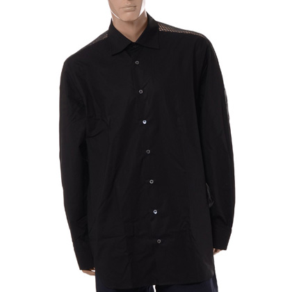 ラフシモンズ (RAF SIMONS) Classic shirt with net insert シャツ コットン ブラック 30%OFF