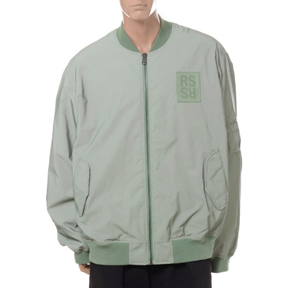 ラフシモンズ (RAF SIMONS) Classic bomber with leather patch ボンバージャケット ライトグリーン 30%OFF