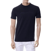 アルマーニジーンズ (ARMANI JEANS) シンプルラバープリントロゴTシャツ ネイビー 30% OFF