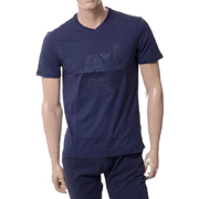 アルマーニジーンズ (ARMANI JEANS) VネックロゴプリントTシャツ ネイビー 30% OFF