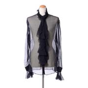 アレキサンダーマックイーン (Alexander McQueen) フリルブラウス シルククレープ ブラック