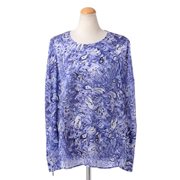 ストラネス streness サクラマーブルプリントシルクブラウス ブルー 30% OFF