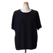 ストラネス (streness) 前シルク半袖ニットトップス ウール+シルク ブラック 30% OFF