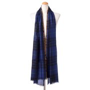 アレキサンダーマックイーン (Alexander McQueen) チェックストール カシミア ブルー 30% OFF