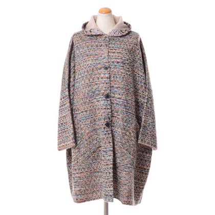 ミッソーニ (Missoni) リバーシブルローブカーディガン アルパカミックス ミックス柄ベージュ