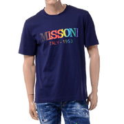 ミッソーニ (Missoni) レインボーロゴプリントTシャツ コットン ネイビー 30% OFF