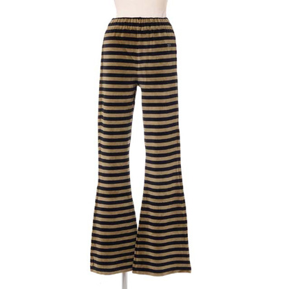 ソニアリキエル (SONIA RYKIEL) ウエストゴムパンツ ベロア カーキボーダー
