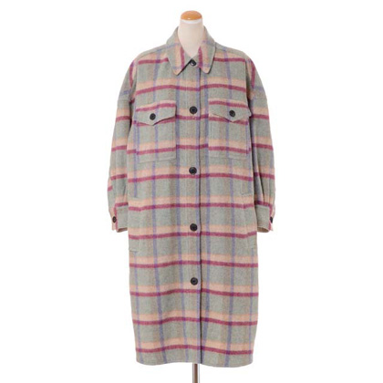 イザベルマラン (ISABEL MARANT) ロング丈コート ウール混合 グリーンミックス