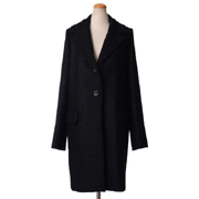 オデイ (odeeh) ロング丈コート 起毛ウール ブラック 30% OFF
