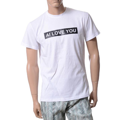 アンドレアインコントリ (ANDREA INCONTRI) AI LOVE YOU オーバーフィット半袖Tシャツ コットン ホワイト 50% OFF