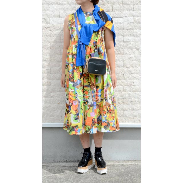 マルニ (Marni) ノースリフレアーロングワンピース コットン カラフル