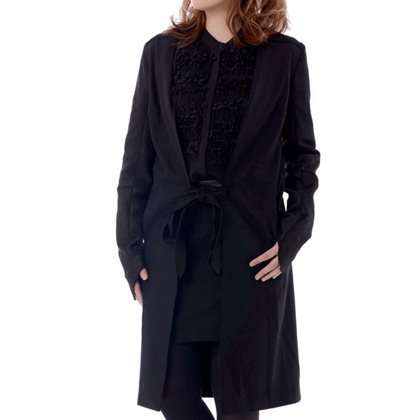 アーメン AMEN レザーショルダーウールカシミアコート ブラック