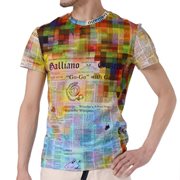 ジョンガリアーノ 丸首Tシャツ 虹色ニュースペーパー
