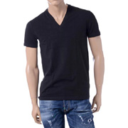 ディースクエアード (Dsquared2) VネックTシャツ 刺繍ロゴ ブラック 30% OFF